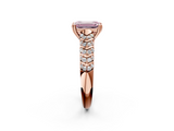 Rose gold Fancy Pink Emerald  Solitaire Chevron Pave Diamond Engagement Ring with Six-Prong Setting_5