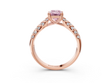 Rose gold Fancy Pink Emerald  Solitaire Chevron Pave Diamond Engagement Ring with Six-Prong Setting_6