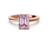 Rose gold Fancy Pink Emerald  Solitaire Diamond Engagement Ring with Four-Prong Setting on a Classic Band_3