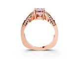 Rose gold Fancy Pink Emerald  Solitaire Diamond Engagement Ring with Pave Band and Four-Prong Setting 4