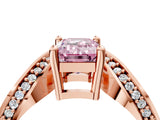Rose gold Fancy Pink Emerald  Solitaire Diamond Engagement Ring with Pave Band and Four-Prong Setting 5