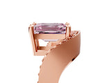 Rose gold Fancy Pink Emerald  Solitaire Diamond Engagement Ring with Pave Band and Four-Prong Setting