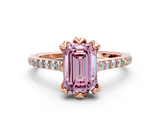 Rose gold Fancy Pink Emerald  Solitaire Diamond Engagement Ring with Pave Band and Six-Prong Setting_20
