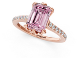Rose gold Fancy Pink Emerald  Solitaire Diamond Engagement Ring with Pave Band and Six-Prong Setting_21