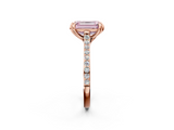 Rose gold Fancy Pink Emerald  Solitaire Diamond Engagement Ring with Pave Band and Six-Prong Setting_22