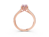 Rose gold Fancy Pink Emerald  Solitaire Diamond Engagement Ring with Pave Band and Six-Prong Setting_23