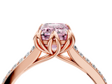 Rose gold Fancy Pink Emerald  Solitaire Diamond Engagement Ring with Pave Band and Six-Prong Setting_24