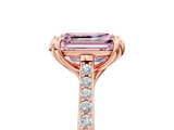 Rose gold Fancy Pink Emerald  Solitaire Diamond Engagement Ring with Pave Band and Six-Prong Setting_25