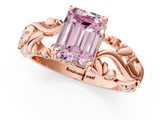 Rose gold Fancy Pink Emerald  Solitaire Diamond Leaf Vine Band with Prong Setting_29