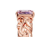 Rose gold Fancy Pink Emerald  Solitaire Diamond Leaf Vine Band with Prong Setting_33
