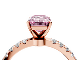Rose gold Fancy Pink Emerald  Solitaire Diamond Pavé Band with Four-Prong Setting_32