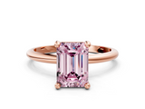 Rose gold Fancy Pink Emerald  Solitaire Diamond Ring with 4-Prong Setting on a Classic Band_3