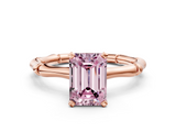 Rose gold Fancy Pink Emerald  Solitaire Diamond Ring with Bamboo Band and Four-Prong Setting_56