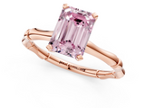 Rose gold Fancy Pink Emerald  Solitaire Diamond Ring with Bamboo Band and Four-Prong Setting_57