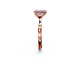 Rose gold Fancy Pink Emerald  Solitaire Diamond Ring with Bamboo Band and Four-Prong Setting_58