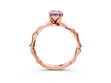 Rose gold Fancy Pink Emerald  Solitaire Diamond Ring with Bamboo Band and Four-Prong Setting_59