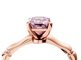 Rose gold Fancy Pink Emerald  Solitaire Diamond Ring with Bamboo Band and Four-Prong Setting_60