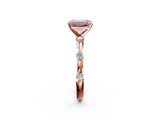 Rose gold Fancy Pink Emerald  Solitaire Diamond Ring with Bezel Set Side Stones and Prong Setting_5