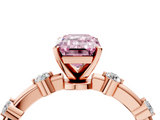 Rose gold Fancy Pink Emerald  Solitaire Diamond Ring with Bezel Set Side Stones and Prong Setting_7
