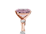 Rose gold Fancy Pink Emerald  Solitaire Diamond Ring with Bezel Set Side Stones and Prong Setting_8