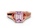 Rose gold Fancy Pink Emerald  Solitaire Diamond Ring with Cathedral Band and Four-Prong Setting_66