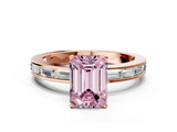Rose gold Fancy Pink Emerald  Solitaire Diamond Ring with Channel-Set Baguette Band and Four-Prong Setting_88