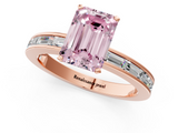 Rose gold Fancy Pink Emerald  Solitaire Diamond Ring with Channel-Set Baguette Band and Four-Prong Setting_89