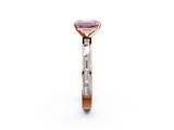 Rose gold Fancy Pink Emerald  Solitaire Diamond Ring with Channel-Set Baguette Band and Four-Prong Setting_90