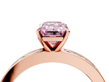 Rose gold Fancy Pink Emerald  Solitaire Diamond Ring with Channel-Set Baguette Band and Four-Prong Setting_92