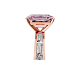 Rose gold Fancy Pink Emerald  Solitaire Diamond Ring with Channel-Set Baguette Band and Four-Prong Setting_93