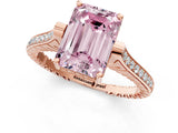 Rose gold Fancy Pink Emerald  Solitaire Diamond Ring with Channel Set Band and Bezel Prong Setting_57