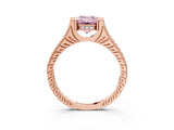Rose gold Fancy Pink Emerald  Solitaire Diamond Ring with Channel Set Band and Bezel Prong Setting_59