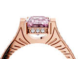 Rose gold Fancy Pink Emerald  Solitaire Diamond Ring with Channel Set Band and Bezel Prong Setting_60