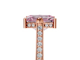 Rose gold Fancy Pink Emerald  Solitaire Diamond Ring with Channel Set Band and Bezel Prong Setting_61