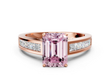 Rose gold Fancy Pink Emerald  Solitaire Diamond Ring with Channel-Set Band and Four-Prong Setting_3