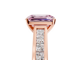 Rose gold Fancy Pink Emerald  Solitaire Diamond Ring with Channel-Set Band and Four-Prong Setting_8