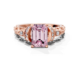 Rose gold Fancy Pink Emerald  Solitaire Diamond Ring with Filigree Band and Four-Prong Setting_46