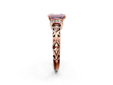 Rose gold Fancy Pink Emerald  Solitaire Diamond Ring with Filigree Band and Four-Prong Setting_48