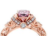 Rose gold Fancy Pink Emerald  Solitaire Diamond Ring with Filigree Band and Four-Prong Setting_51