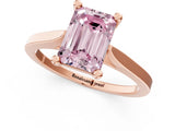 Rose gold Fancy Pink Emerald  Solitaire Diamond Ring with Four-Prong Setting and Tapered Band 1