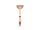 Rose gold Fancy Pink Emerald  Solitaire Diamond Ring with Four-Prong Setting and Tapered Band 2