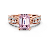 Rose gold Fancy Pink Emerald  Solitaire Diamond Ring with Milgrain Pavé Band and Four-Prong Setting_38