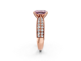 Rose gold Fancy Pink Emerald  Solitaire Diamond Ring with Milgrain Pavé Band and Four-Prong Setting_40