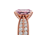 Rose gold Fancy Pink Emerald  Solitaire Diamond Ring with Milgrain Pavé Band and Four-Prong Setting_43