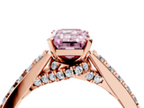 Rose gold Fancy Pink Emerald  Solitaire Diamond Ring with Pavé Band and Four-Prong Setting_87