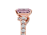 Rose gold Fancy Pink Emerald  Solitaire Diamond Ring with Pavé Band and Four-Prong Setting_88