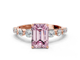 Rose gold Fancy Pink Emerald  Solitaire Diamond Ring with Pave Band and Four-Prong Setting_270