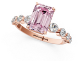 Rose gold Fancy Pink Emerald  Solitaire Diamond Ring with Pave Band and Four-Prong Setting_271