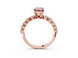 Rose gold Fancy Pink Emerald  Solitaire Diamond Ring with Pave Band and Four-Prong Setting_273
