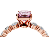 Rose gold Fancy Pink Emerald  Solitaire Diamond Ring with Pave Band and Four-Prong Setting_274